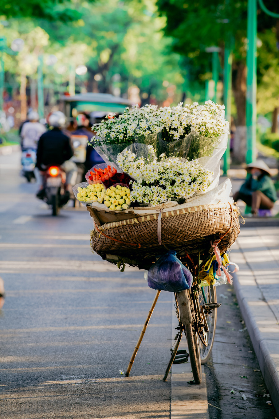 Vào mùa hoa nở, cứ 3 giờ sáng người dân ở đây thức dậy đem cúc họa mi ra bán buôn tại chợ hoa Quảng An hoặc mang đi khắp phố phường Hà Nội. (Ảnh: PV/Vietnam+)