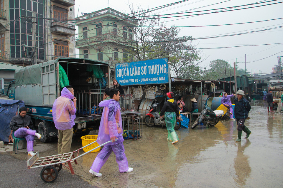 Thông thường chợ cá Sở Thượng hay họp vào khoảng 1-2 giờ sáng, đông nhất là vào rạng sáng 23 tháng Chạp. (Ảnh: Minh Sơn/Vietnam+)