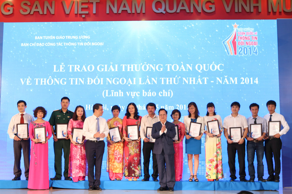 Đây là giải thưởng do Ban Tuyên giáo Trung ương và Ban Chỉ đạo Trung ương về Công tác Thông tin đối ngoại tổ chức trên phạm vi toàn quốc lần đầu tiên ở Việt Nam. (Ảnh: Minh Sơn/Vietnam+)
