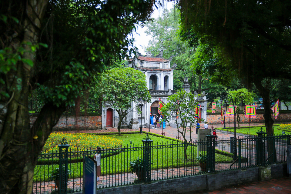 Khu di tích Văn Miếu - Quốc Tử Giám nhìn từ trên cao. (Ảnh: Minh Sơn/Vietnam+)