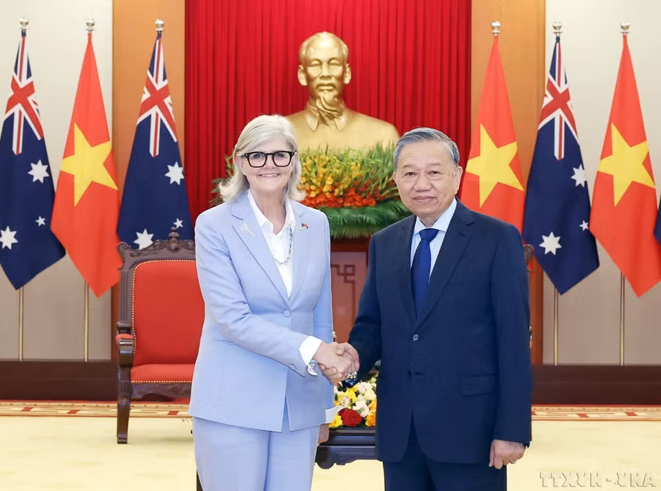 Tổng Bí thư Tô Lâm tiếp Toàn quyền Australia Sam Mostyn thăm cấp Nhà nước tới Việt Nam (9/2025). (Ảnh: Thống Nhất/TTXVN)