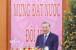 Tổng Bí thư Tô Lâm phát biểu chúc Tết. (Ảnh: Thống Nhất/TTXVN)
