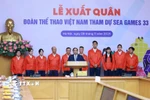 Thủ tướng Phạm Minh Chính động viên, giao nhiệm vụ cho Đoàn thể thao Việt Nam tham dự SEA Games 33. (Ảnh: Dương Giang/TTXVN)