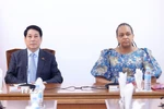 Chủ tịch nước Lương Cường làm việc với Phó Chủ tịch Đảng MPLA, bà Mara Regina da Silva Baptista Domingos Quiosa.(Ảnh: Lâm Khánh/TTXVN)