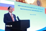 Thủ tướng Phạm Minh Chính phát biểu tại Diễn đàn doanh nghiệp Việt Nam-Liên bang Nga. (Ảnh: Dương Giang/TTXVN)