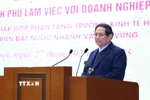 Thủ tướng phát biểu tại Hội nghị Thường trực Chính phủ làm việc với doanh nghiệp nhà nước. (Ảnh: Dương Giang/TTXVN)