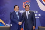 Thủ tướng Phạm Minh Chính gặp Tổng thống Philippines Ferdinand Romualdez Marcos Jr.. (Ảnh: Dương Giang/TTXVN)