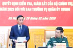 Thường trực Ban Bí thư Trần Cẩm Tú chủ trì Công bố quyết định kiểm tra, giám sát Ban Thường vụ Quân uỷ Trung ương. (Ảnh: Phương Hoa/TTXVN)