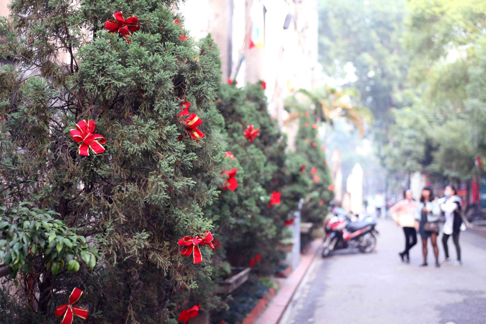 Vào dịp Noel hàng năm, Nhà Thờ Lớn là địa chỉ đón Giáng sinh của người dân Thủ đô nói chung và của mọi tín đồ Thiên chúa giáo nói riêng. (Ảnh: Doãn Đức/Vietnam+)