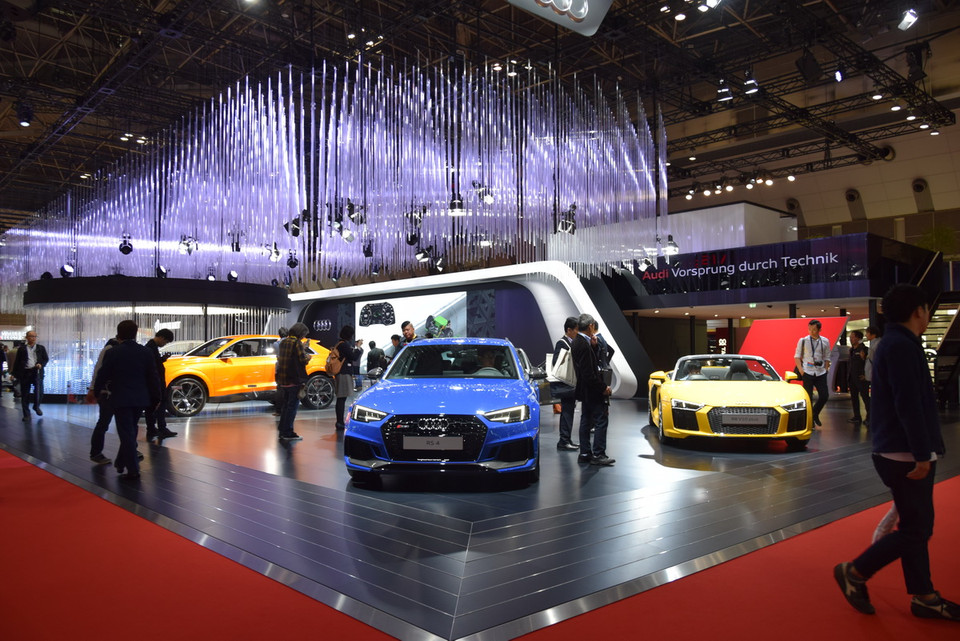 Gian triển lãm của hãng xe Audi. (Ảnh: Cẩm Tuyến/Vietnam+)