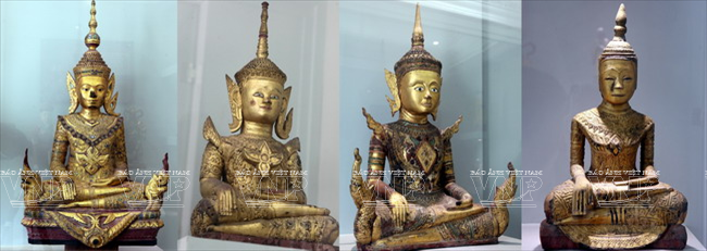 Bộ Tượng Phật Khmer Nam Bộ thế kỷ XIX. (Ảnh: Lê Minh/Báo ảnh VIệt Nam)