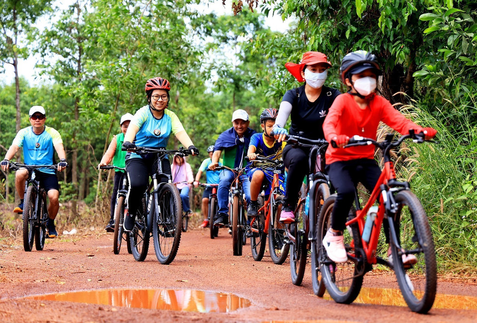 Nhiều công ty du lịch Đồng Nai và các tỉnh, thành phố lân cận hiện đang khai thác tour du lịch độc đáo này, thu hút nhiều du khách tham gia. (Ảnh: Hồng Đạt/TTXVN)