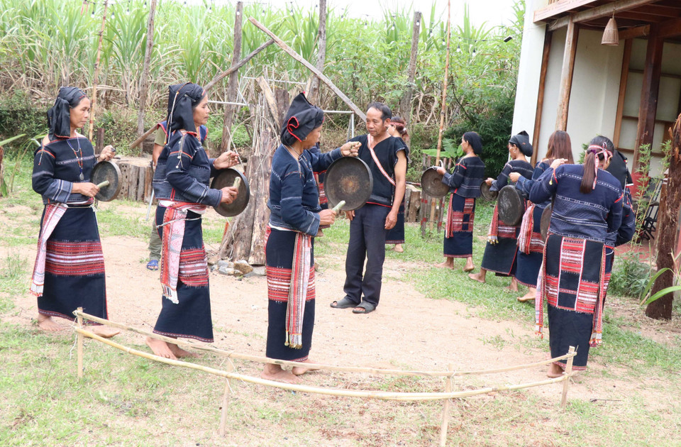 Già Đinh Bi là nghệ nhân đa tài, cũng là bậc thầy về diễn tấu. (Ảnh: Hồng Điệp/TTXVN)