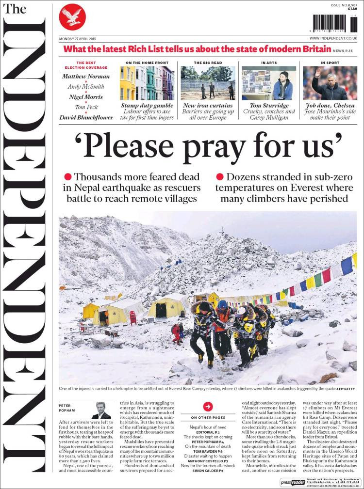 Trang nhất The Independent, Anh.