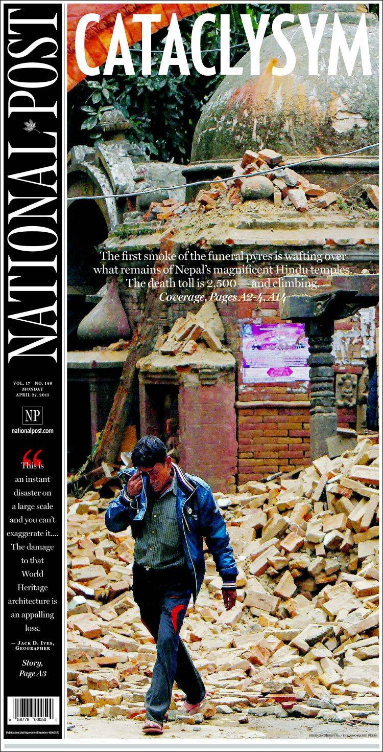 Trang nhất tờ National Post, Canada.