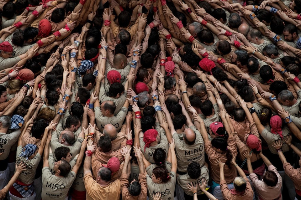 Cuộc thi Tarragona ở Tây Ban Nha, tại đaya các đội thi sẽ dựng lên các bức tường thành bằng con người. (Nguồn: Reuters)
