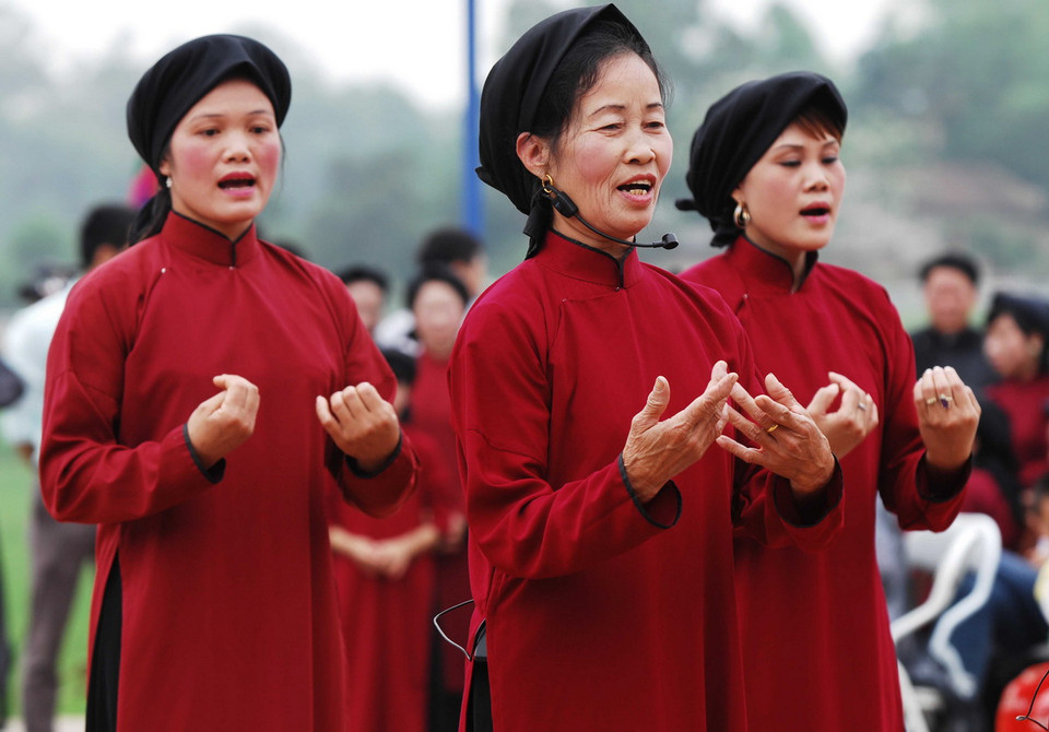 Hát Xoan Phú Thọ. (Ảnh: Minh Đức/TTXVN)