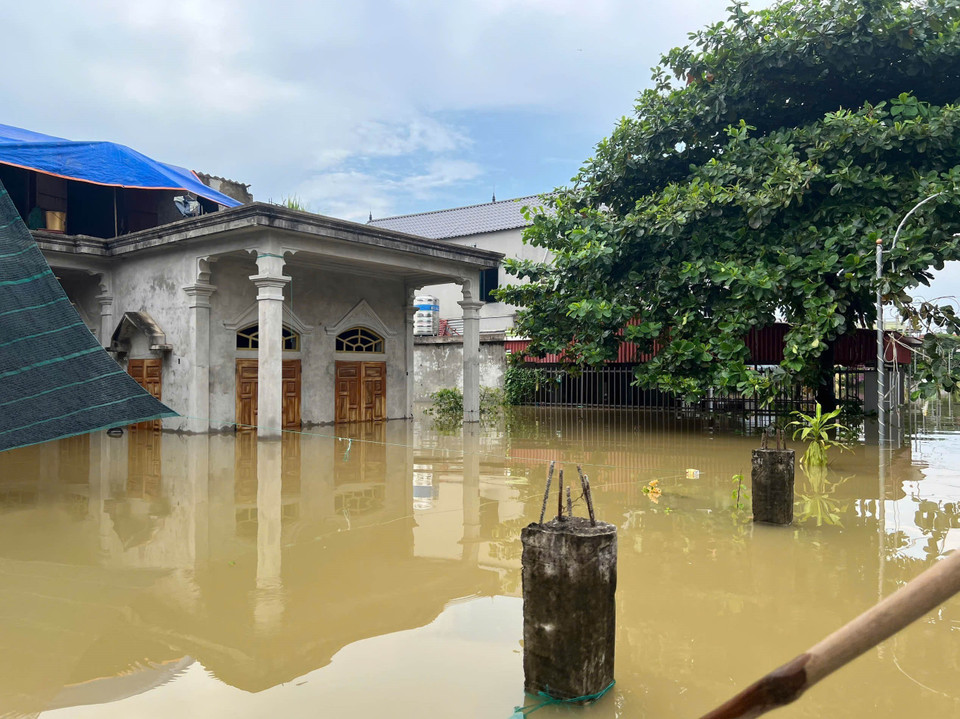 Những ngày qua, mưa lớn kết hợp với nước thượng nguồn đổ về khiến hàng nghìn hộ dân của huyện Nho Quan, tỉnh Ninh Bình ngập trong nước lũ. (Ảnh: Thùy Dung/TTXVN)