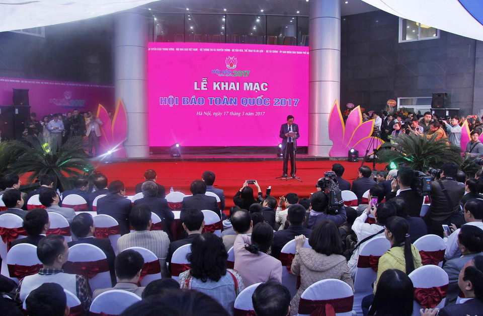 Quang cảnh lễ khai mạc Hội báo toàn quốc 2017. (Ảnh: Thùy Dương/TTXVN phát)