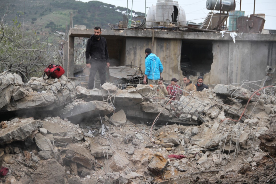 Những ngôi nhà bị phá hủy sau cuộc tấn công của Israel tại Al-Habbariyah (Liban), ngày 27/3/2024. (Ảnh: THX/TTXVN)