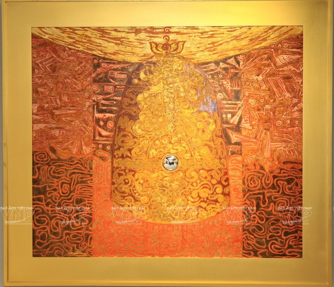  Bức tranh với màu sắc ấm áp mang tới người xem không khí của mùa xuân. (Ảnh: Trần Thanh Giang/Báo ảnh Việt Nam)