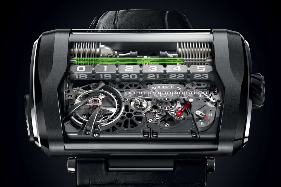 Với kích thước 62 x 41 mm, HYT H3 đi kèm với một mặt đồng hồ 4 mặt, mỗi mặt được thiết kế với 6 khắc giờ. Điều này cho phép H3 hiển thị 24 giờ trong ngày. (Nguồn: Pocket-lint)