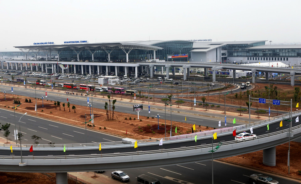 Đường Võ Nguyên Giáp kết nối cầu Nhật Tân với nhà ga T2 mới của sân bay quốc tế Nội Bài. (Ảnh: Huy Hùng/TTXVN)