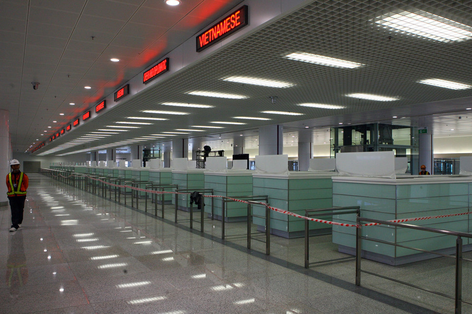 Khu vực làm thủ tục nhập cảnh ở nhà ga T2. (Ảnh: Huy Hùng/TTXVN)