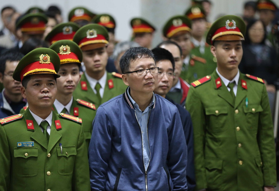 Bị cáo Trịnh Xuân Thanh, nguyên Chủ tịch Hội đồng quản trị, Tổng Giám đốc PVC tại phiên xét xử. (Ảnh: Doãn Tấn/TTXVN)