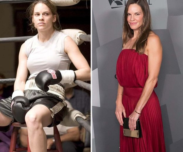Hilary Swank với vai Maggie Fitzgerald trong 'Million Dollar Baby' (2004). Cô đã đoạt giải Nữ diễn viên chính xuất sắc nhất. Món trang sức duy nhất mà cô mang vào màn ảnh chính là chiếc nẹp bảo vệ răng khi lên sàn đấm bốc. (Nguồn: Torontosun)