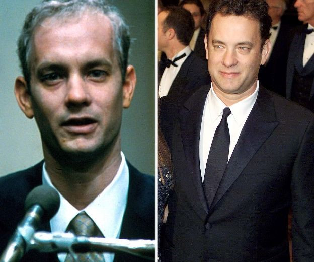 Tom Hanks đã sụt 11kg và phải trang điểm sao cho giống có nhiều vết loét giả để vào vai diễn Andrew Beckett bị nhiễm AIDS trong phim 'Philadelphia' (1993). Nam diễn viên này đã giành giải Nam diễn viên chính xuất sắc nhất. (Nguồn: Torontosun)