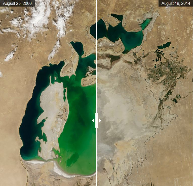 Biển Aral ở Trung Á ngày càng thu hẹp. (Nguồn: indy100.com)