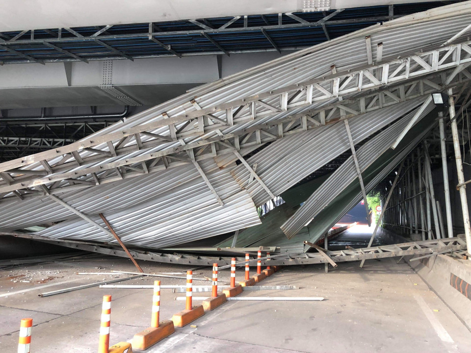 Hiện trường sự cố tại đầu hầm. (Nguồn: TTXVN phát)