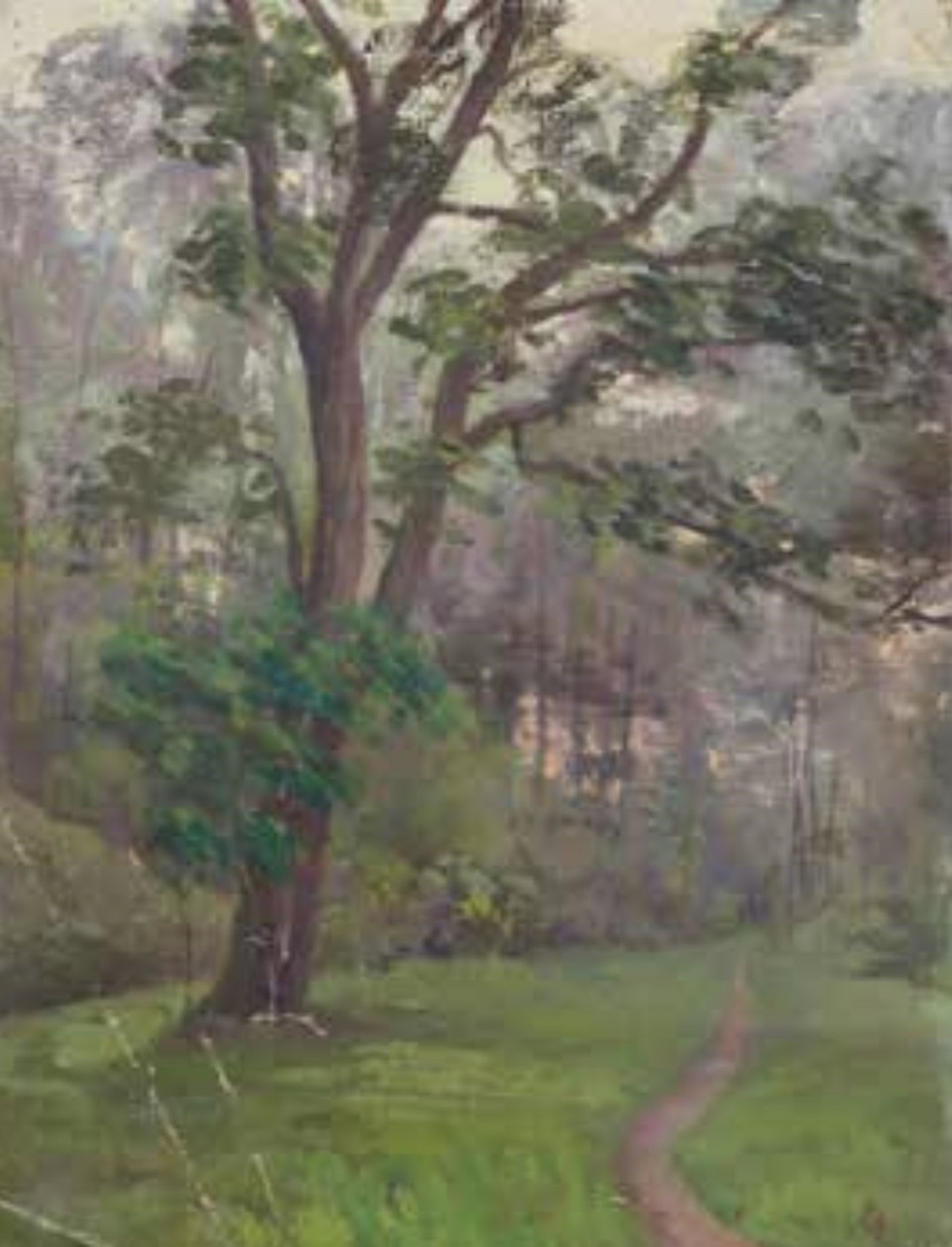 Bức tranh "Bụi rậm dưới bóng hoàng hôn" của Vua Hàm Nghi được mua với giá 38.000 Euro. (Ảnh: Nguyễn Thu Hà/TTXVN)