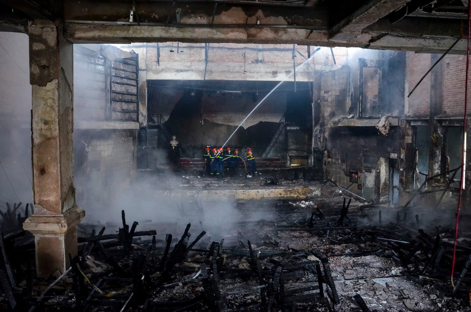 Hiện trường Nhà văn hóa Thiếu nhi. (Ảnh: Xuân Tư/TTXVN)