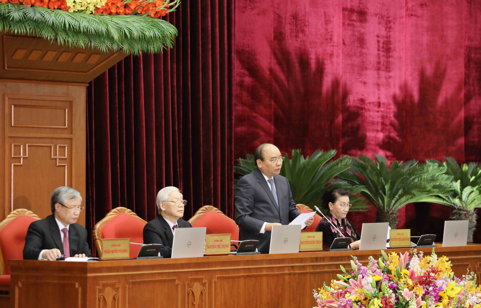 Thủ tướng Chính phủ Nguyễn Xuân Phúc tại hội nghị. (Ảnh: Phương Hoa/TTXVN)