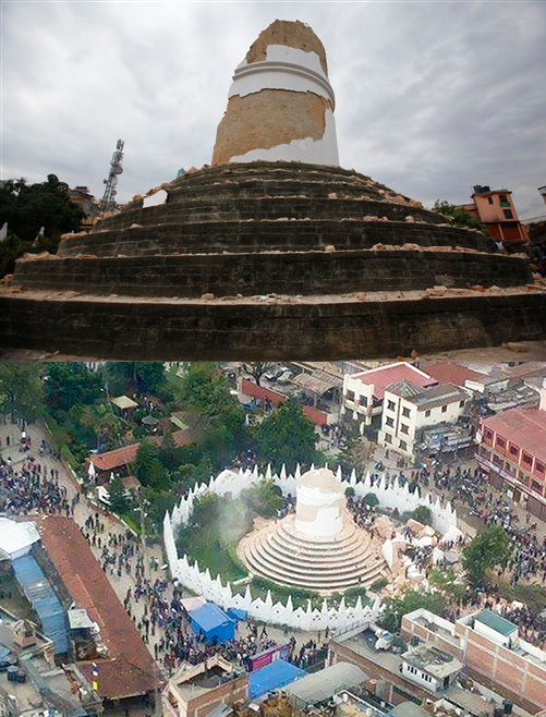 Tháp sau trận động đất. (Nguồn: AP)