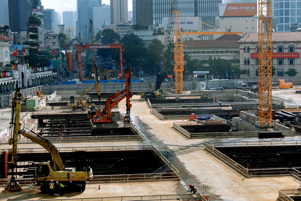Dự án Metro số 1 Bến Thành-Suối Tiên có tổng vốn 2,49 tỷ USD (hơn 47.000 tỷ đồng) được khởi công tháng 8/2012. (Ảnh: Hoàng Hải/TTXVN)