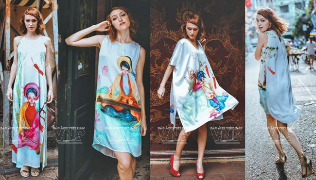  Các trang phục của Lucy’s Dream với những họa tiết trang trí mang màu sắc văn hóa Việt Nam. (Ảnh: Văn Quyền/Báo ảnh Việt Nam)