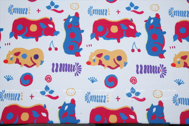  Họa tiết mang hình chú lợn sề trong tranh dân gian Đông Hồ. (Ảnh: Văn Quyền/Báo ảnh Việt Nam)