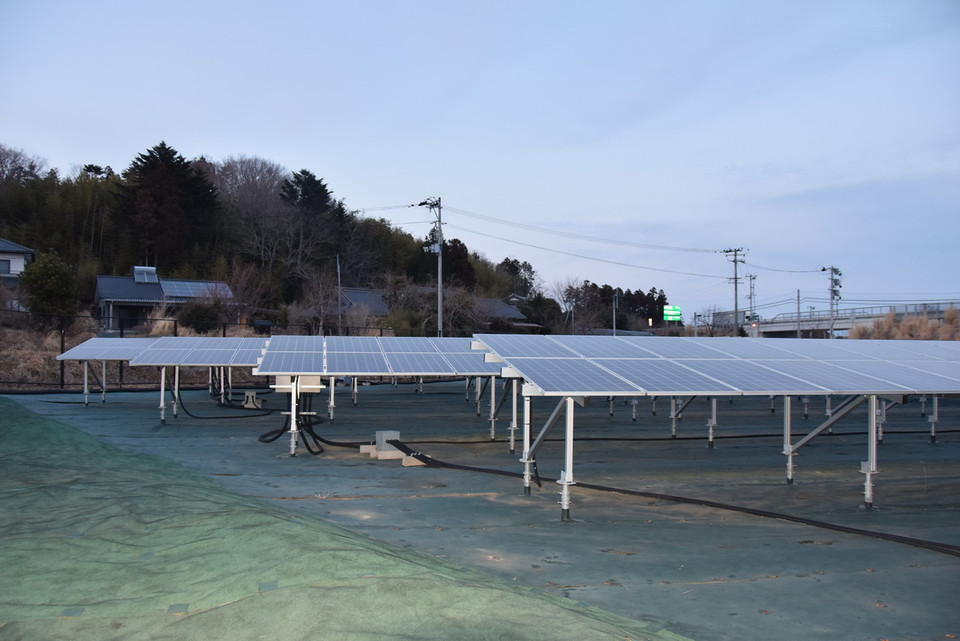 Một nhà máy năng lượng Mặt trời tại thị trấn Okuma. (Ảnh: Nguyễn Tuyến/Vietnam+)