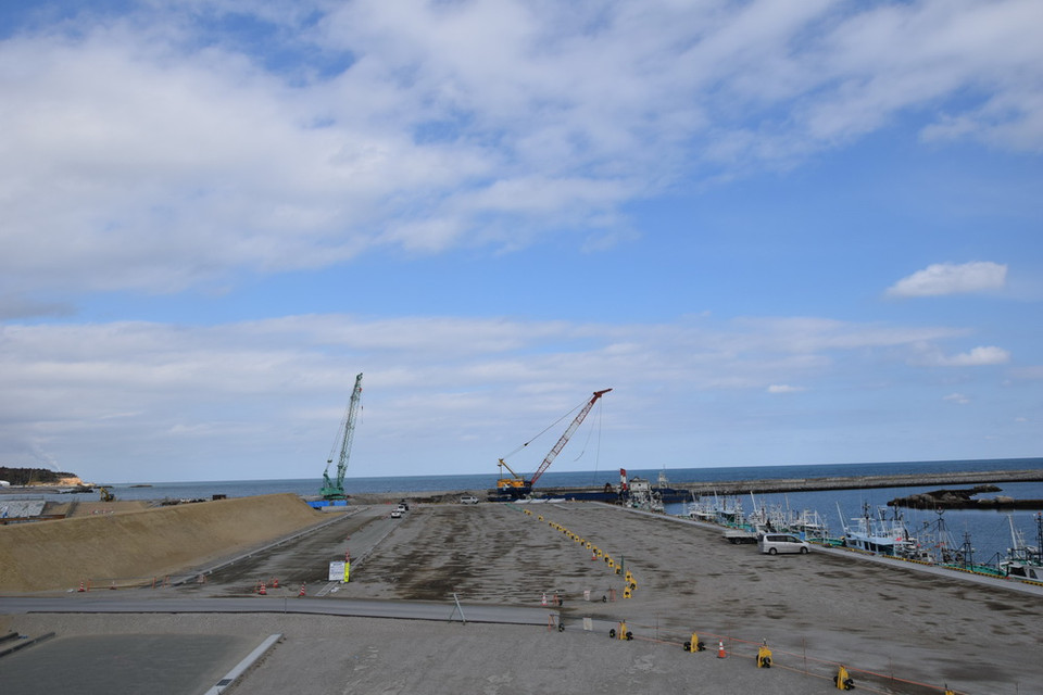 Công trường xây dựng cảng tại thị trấn Namie. (Ảnh: Nguyễn Tuyến/Vietnam+)