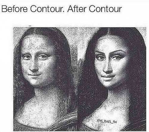 Khuôn mặt của Monalisa trước và sau khi tạo khối.