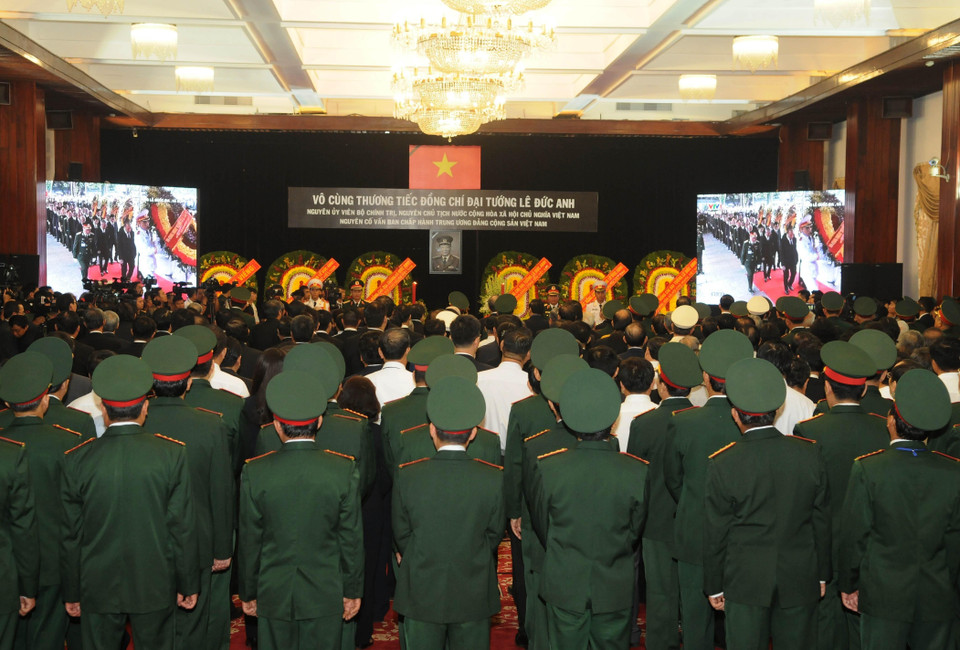 Quang cảnh lễ viếng tại Hội trường Thống Nhất, Thành phố Hồ Chí Minh. (Nguồn: TTXVN)