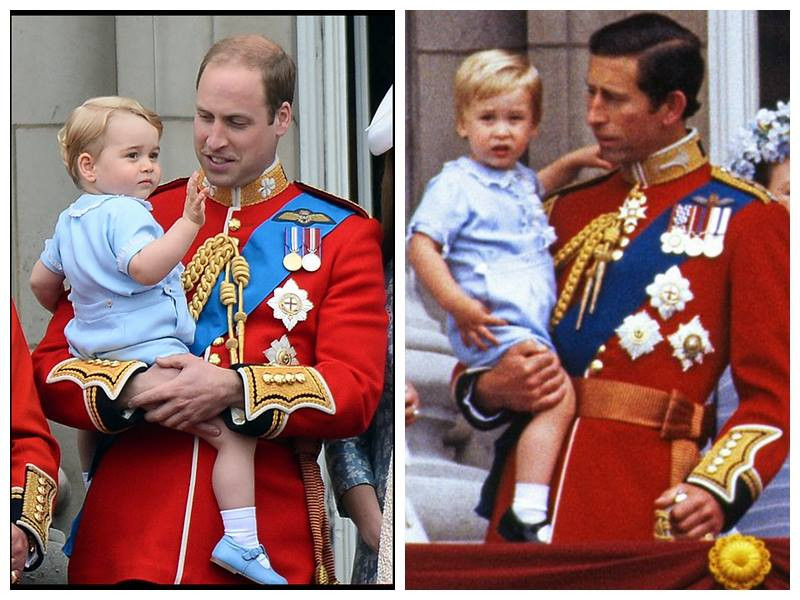 Hình ảnh đáng yêu của hoàng tử William cách đây 31 năm được tái diễn tại đúng vị trí. (Nguồn: CCTVNews)