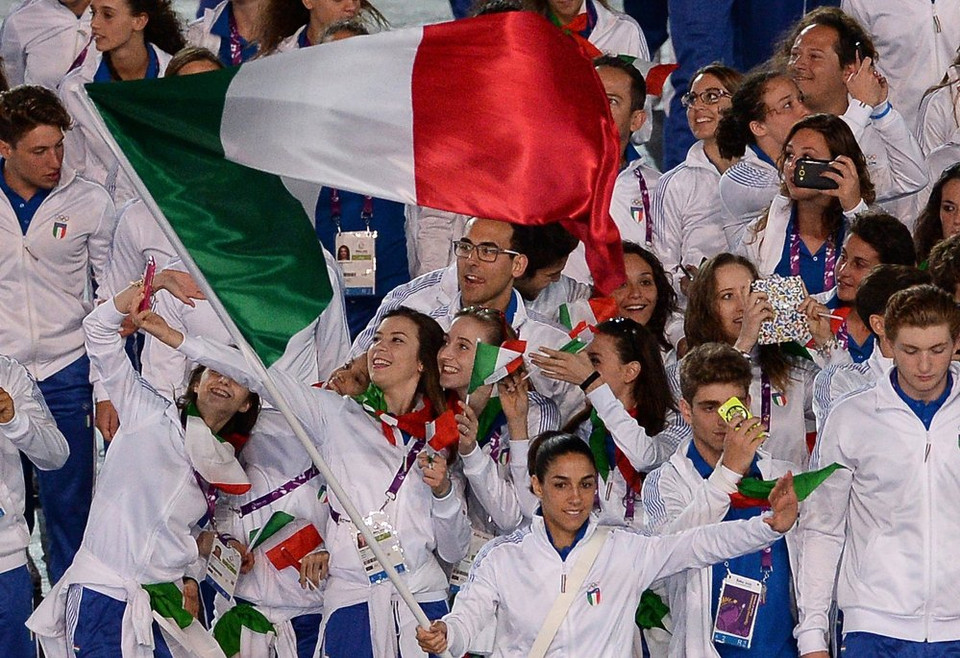 Các đại diện của đoàn thể thao Italy trong lễ diễu hành của vận động viên và đại biểu tại buổi lễ khai mạc European Games 2015. (Nguồn: Sputniknews)