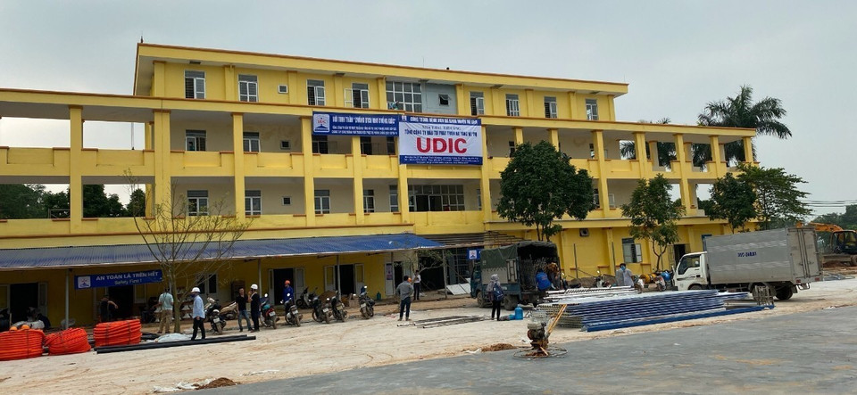 Bệnh viện dã chiến Mê Linh được cải tạo, nâng cấp để phòng chống dịch COVD-19. (Ảnh: Nguyễn Văn Cảnh/TTXVN)