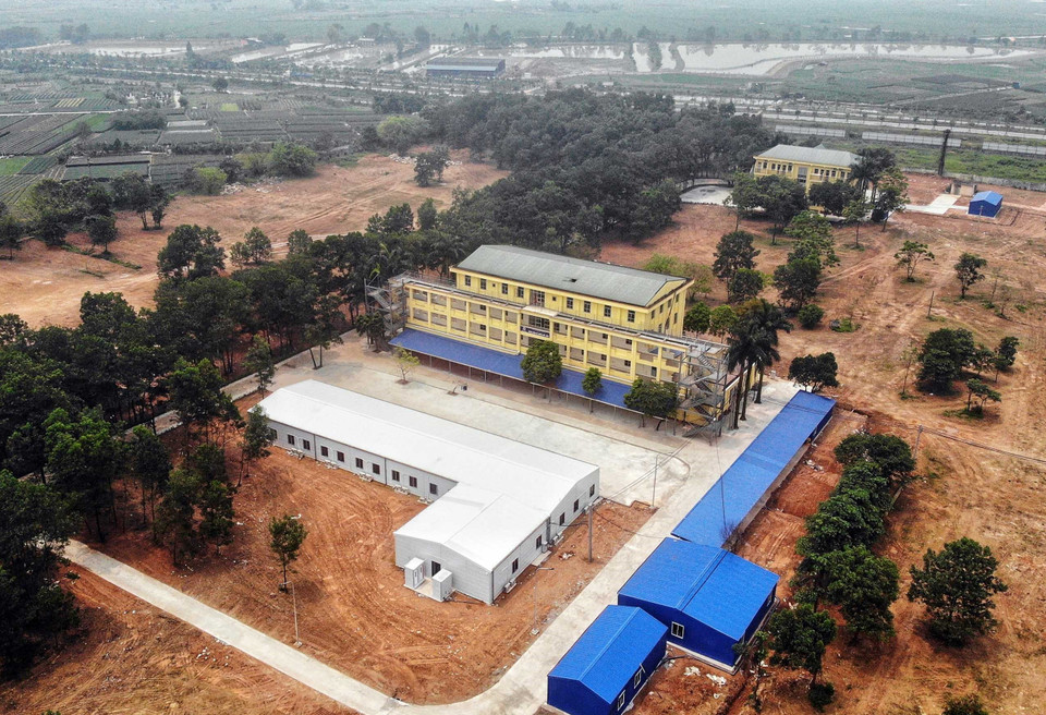Toàn cảnh khu Bệnh viện dã chiến Mê Linh đã hoàn thành. (Ảnh: Danh Lam/TTXVN)