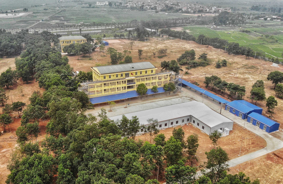 Toàn cảnh khu Bệnh viện dã chiến Mê Linh đã hoàn thành. (Ảnh: Danh Lam/TTXVN)