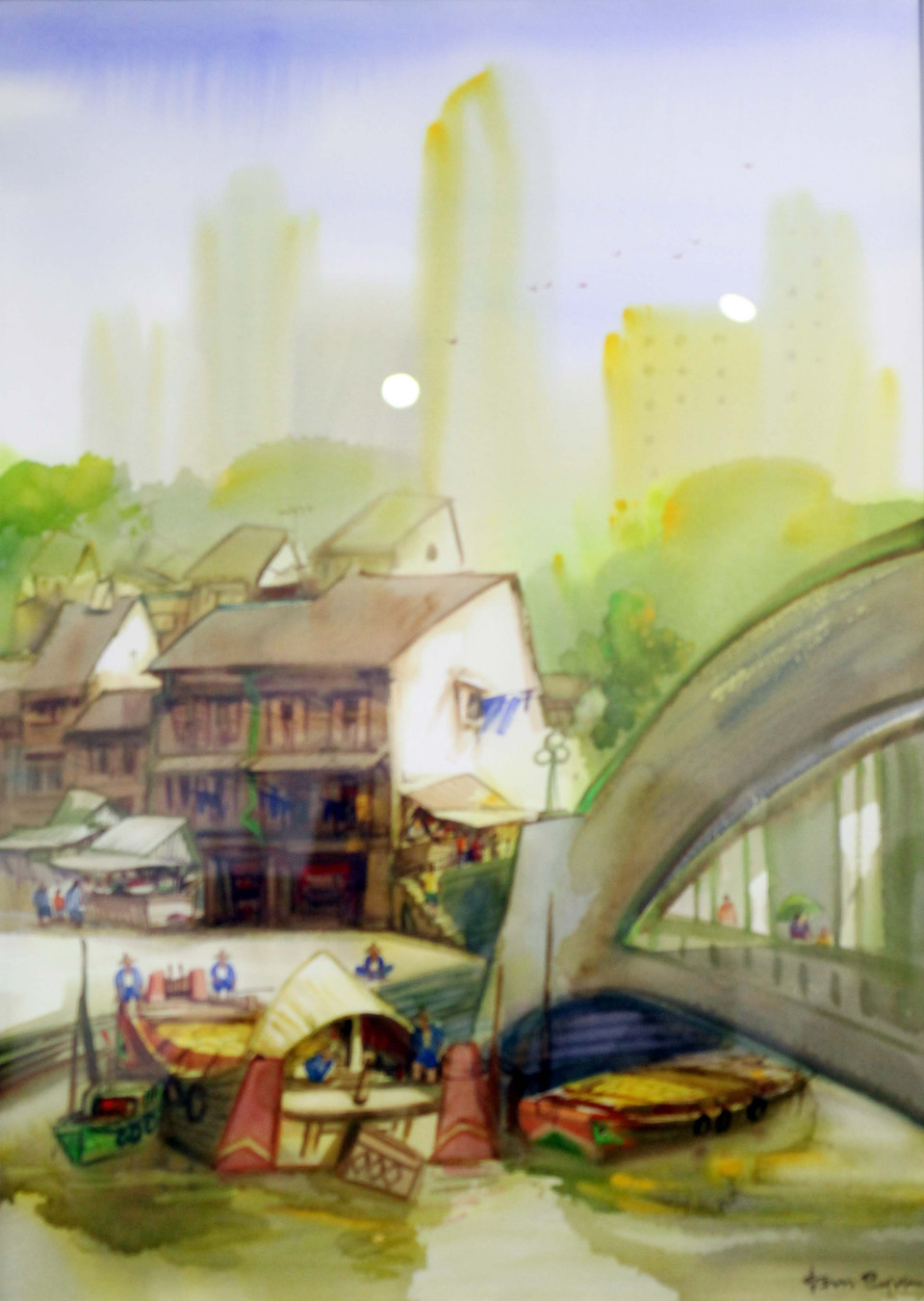 Tác phẩm: ‘Sông Singapore’ của nghệ sĩ Low Puay Hua. (Ảnh: Doãn Đức/Vietnam+)